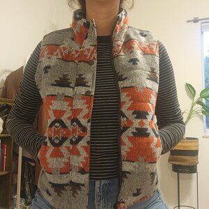 Staccato Aztec Sweater Vest Small Southwestern Tribal Print Boho Fall